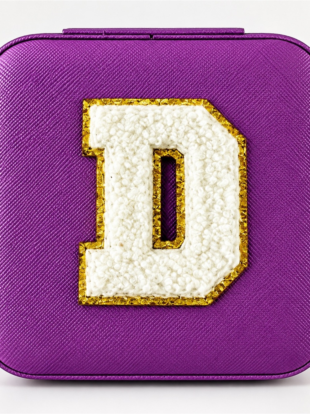 Purple Initial D Travel Jewelry Case Organizer with Mirror New Without Tags